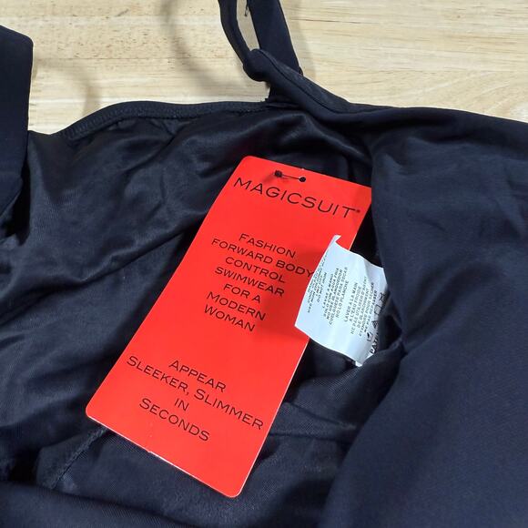 Magicsuit NWT Celine Solid One-Piece Swimdress Black Size 14 Optional Side TIe - Picture 5 of 14